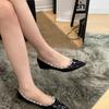 Rivets heightened pointed flat-soled single shoes shallow mouth new French temperament small fragrant shoes