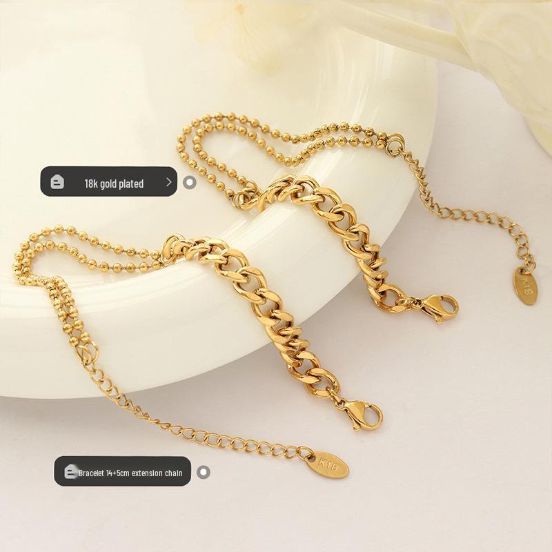 18K Gold Handmade Double Layer Rice Bead Bracelet for Women - European & American Style (E207)