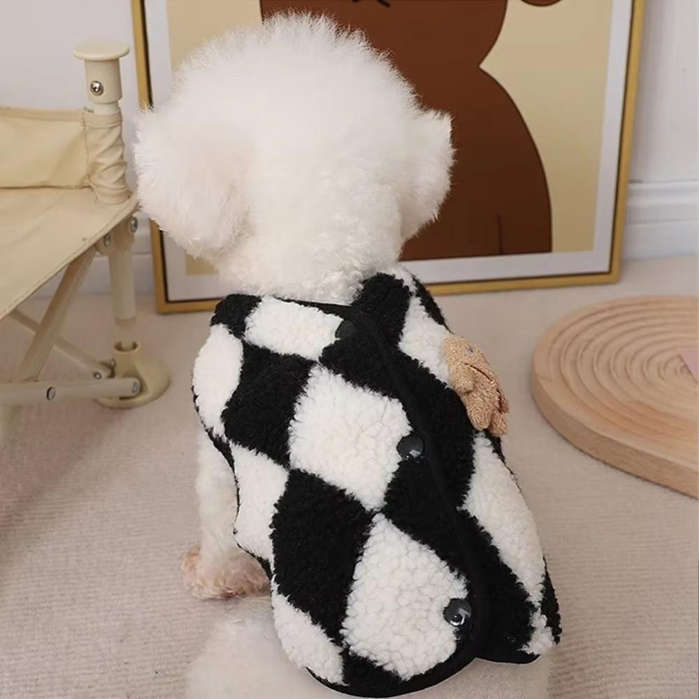 Winter Warm Pet Puppy Clothes Plaid Fleece Bear Vest Dogs Clothing For Cats Dogs