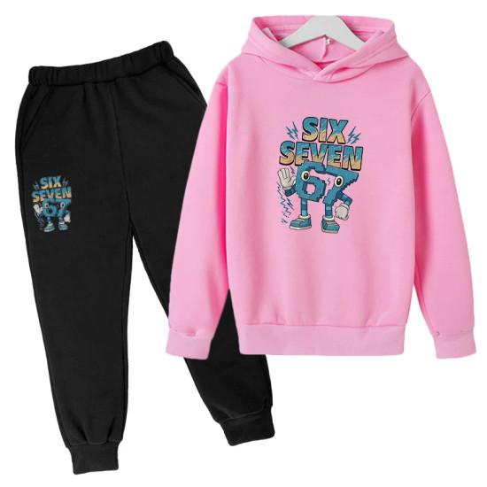 Moda 67 Ropa para Niños Sudadera+Pantalones Conjunto Primavera Otoño seis siete meme Chándal Conjunto de 2 Piezas 3-12 Años Niños sudaderas con cremallera