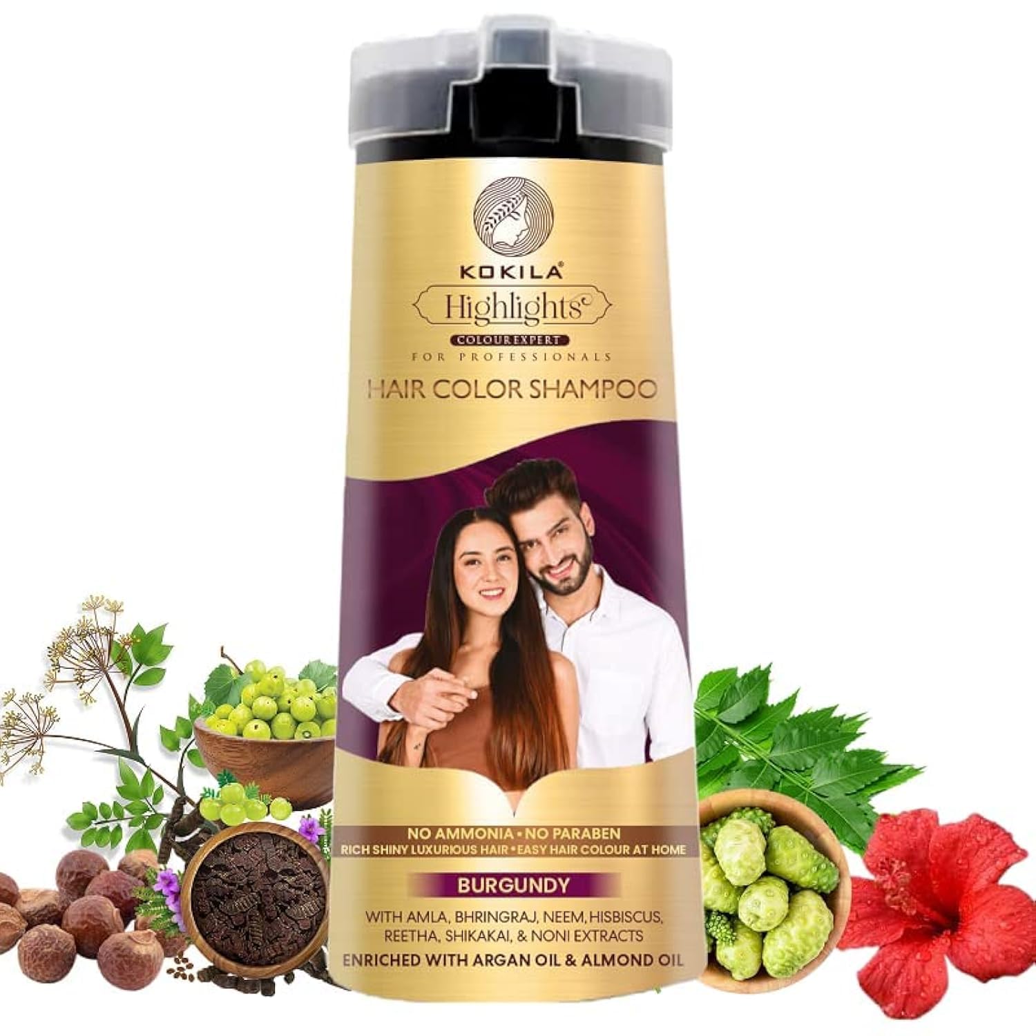 

Hair Color Shampoo for Men & Women | No Ammonia - No Paraben | 10 Pair Free Gloves, Burgundy 200Ml 200 ML