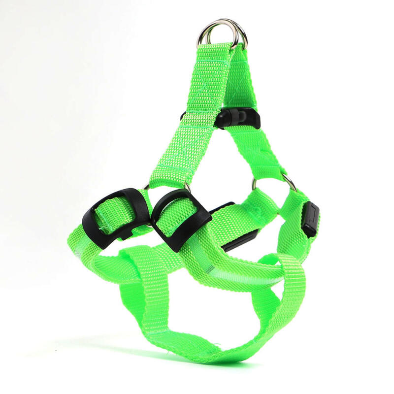 LED Dog Harness Chest Leash (L/Green)
