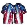 Men's Short Sleeve V Neck Medical Scrub Top with Front Pocket Independence Day Print Healthcare Uniform Shirt for Nurses and Caregivers
