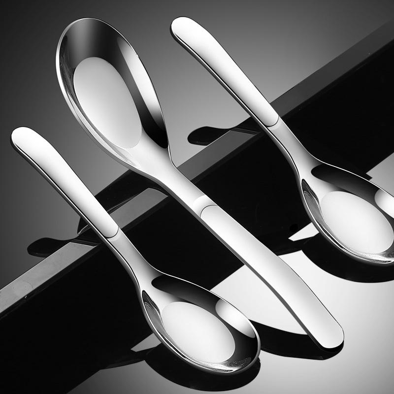 Creative Korean 316 Stainless Steel Spoon Household Flat-bottomed Teaspoons Thickened Deepened Tablespoons Utensil for Home