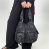 Y2K Retro Pleated Pu Shoulder Bag Multi-Pocket Personalized Street Messenger Handbag