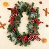 180/270CM Christmas Artificial Pine Garland with Bow Red Berries Pinecone Faux Pine Needle Rattan Mantle Fireplace Porch Hanging Decoration