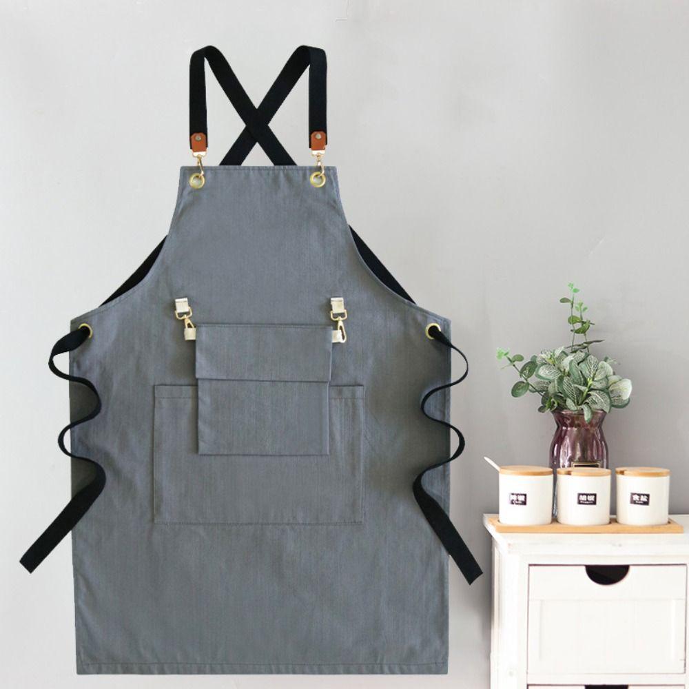 Multi-Pocket Kitchen Aprons Adjustable Cooking Aprons Portable Work Apron  Grilling
