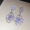 European and American geometric color flower zircon fringed earrings, stud earrings, exquisite luxury earrings, women