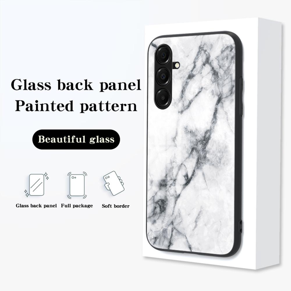 For Samsung Galaxy A17 5G Case Marble Pattern Tempered Glass+PC+TPU Protective Phone Cover