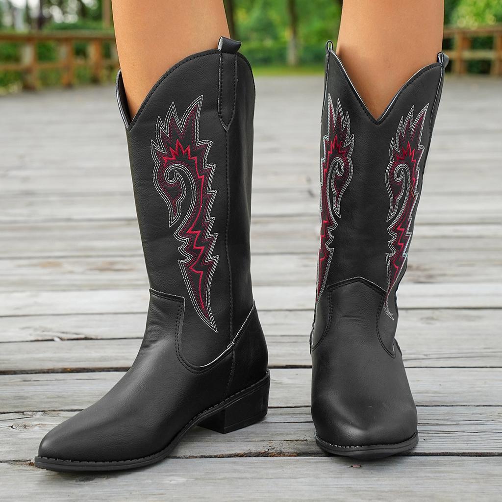 British medium heel knight boots winter pointed large size medium boots women
