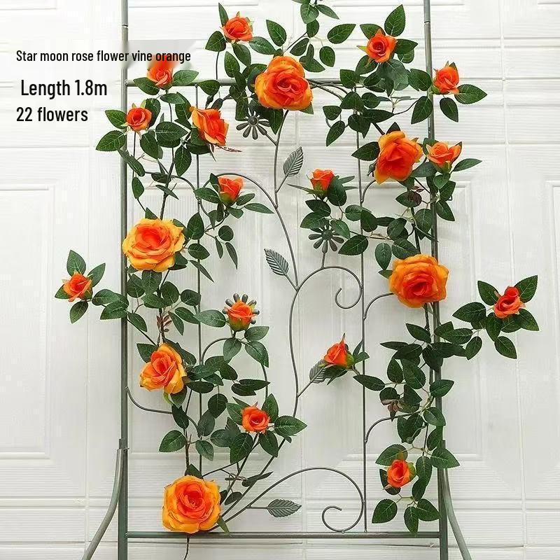 Rose Flower Vine Greenery for Air Conditioner Pipe Decoration and Wall Covering