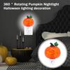 Rotating Pumpkin Night Light Plug-in Decorative Lamp for Halloween Party Decor