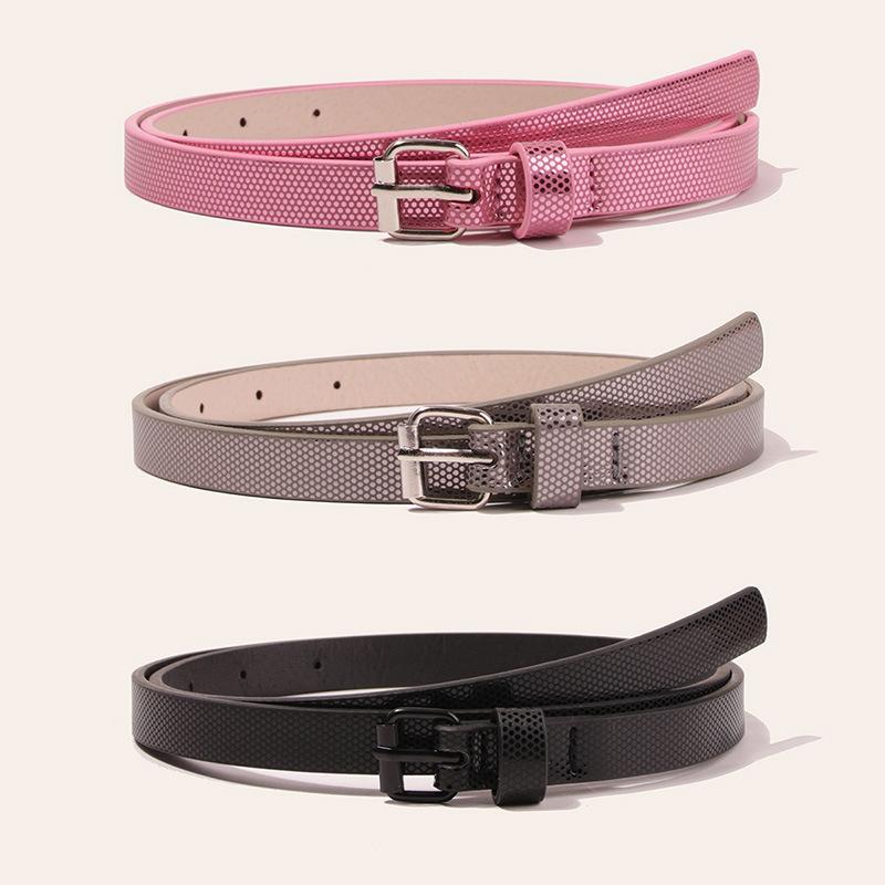 Simple PU Leopard Pattern Thin Belt Versatile Fashion Clothing with Skirt Belt Set