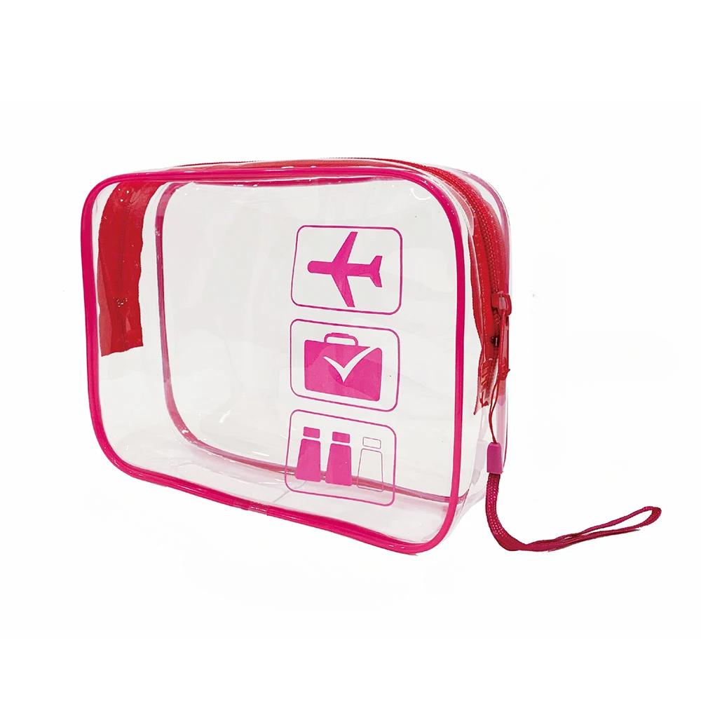 Organizér Pouzdro Cestovní Úložný Organizér Taška růžovočervená PVC Kosmetická Taštička Taška na Make-up Koupelová Toaletní Taška Vodotěsná Průhledná