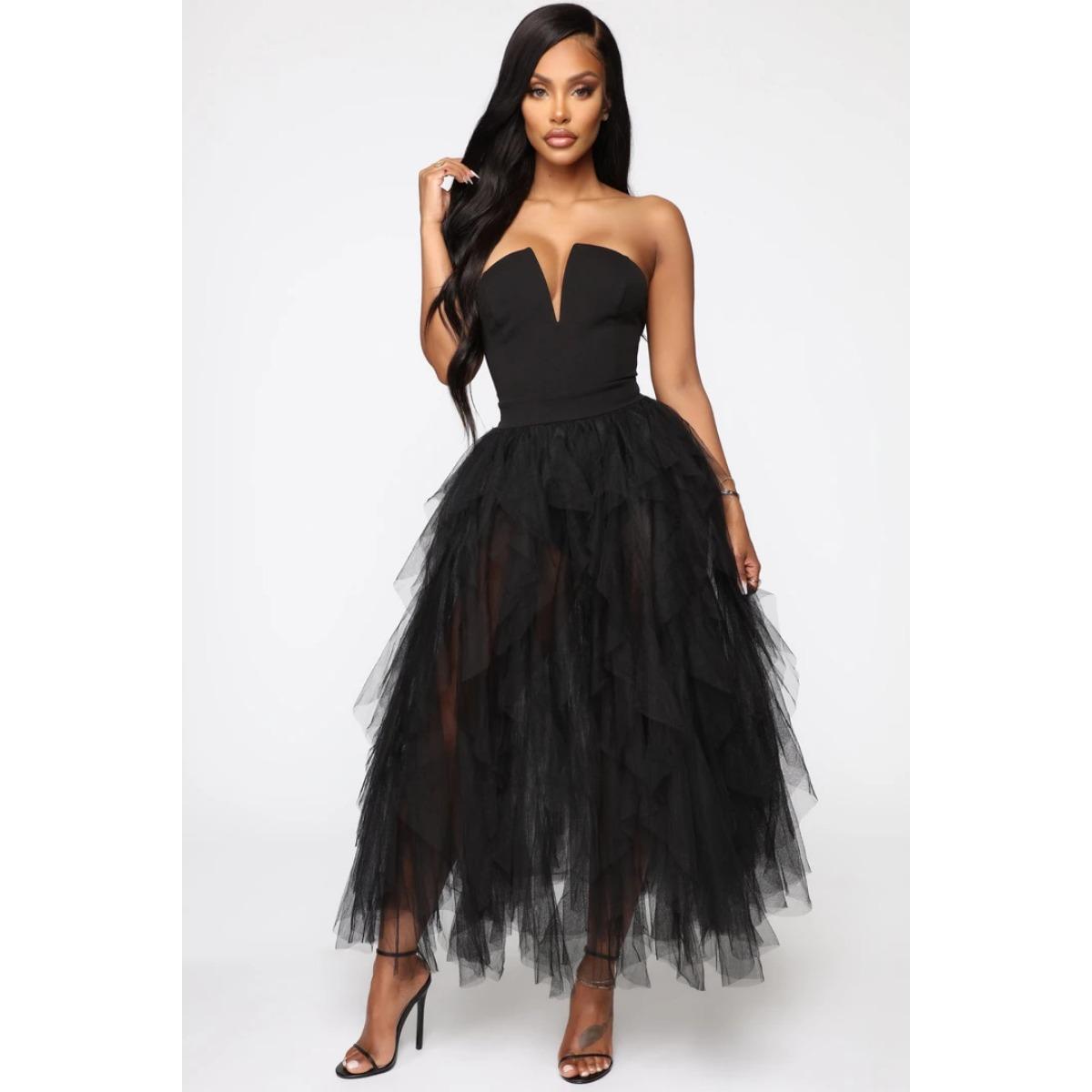 Fall Winter Women`s Sexy Off-shoulder Tulle