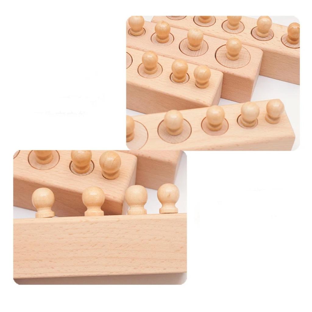 Montessori Knobbed Cylinder Socket Development Sensory Toys Hand-eye Coordination for Kids 3 Years Old and Up Gifts for Children