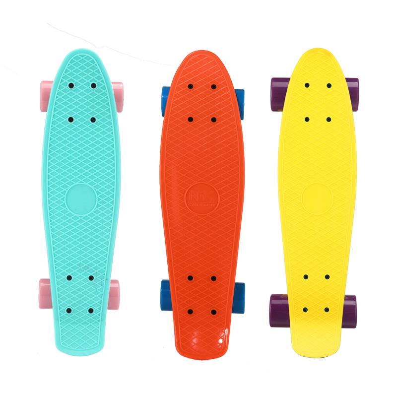 Colorful Children's Kick Skateboard - Fish Type Plastic, Four Wheels, for Street Surfing and Commuting