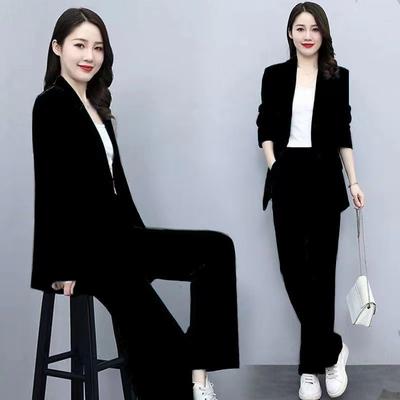 Women's Professional Wear Spring Autumn Casual Suit Jacket Pants Two-piece Korean Loose Elegant Blazers Trousers Set