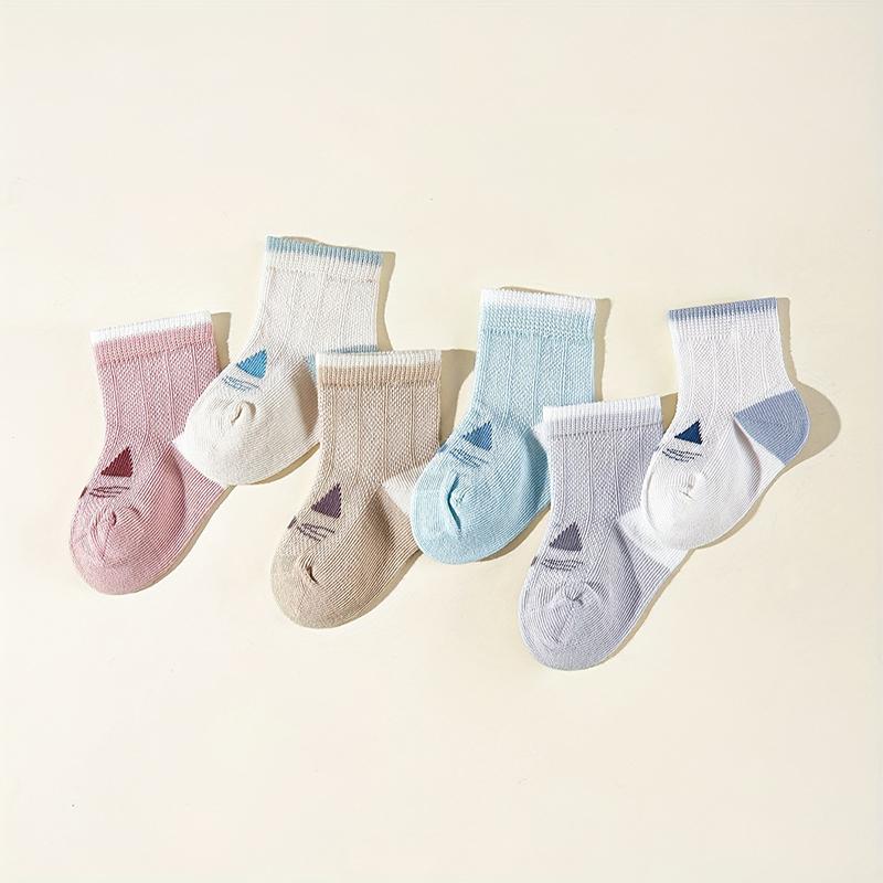 

6Pairs Baby Mesh Socks Cute Cat Mid-tube Sock Summer Sweat-absorbing Breathable Newborn Cotton Sock 0-3year Children Footwear 2-3year