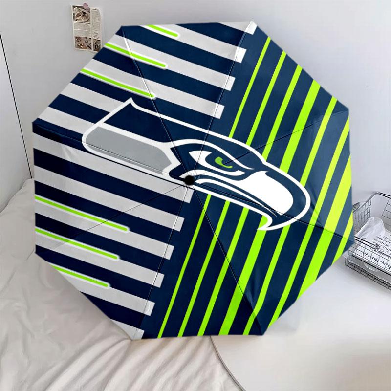 Seattle Seahawks pattern, automatic folding umbrella, portable and foldable design, 8 ribs, a Christmas or birthday gift.
