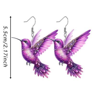 Acryl-Kolibri-Ohrringe, 2D-Vogelform, Ohrringe für Frauen und Mädchen, Ohranhänger, Frühling, Sommer, Tropfen, baumelnder Schmuck, Geschenke, Zubehör