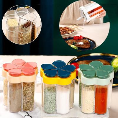 5 In 1 Plastic Dispenser Camping Spice Container with Airtight Lid, Seasoning Spice Dispenser Travel Camping Spice Kit HMKH YSXX