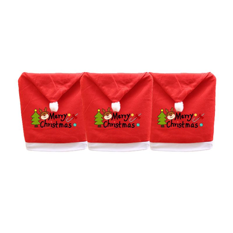 3pcs Christmas Chair Cover Red Santa Claus Hat Dining Chair Cover for New Year Merry Christmas Party Home Kitchen Table Decor