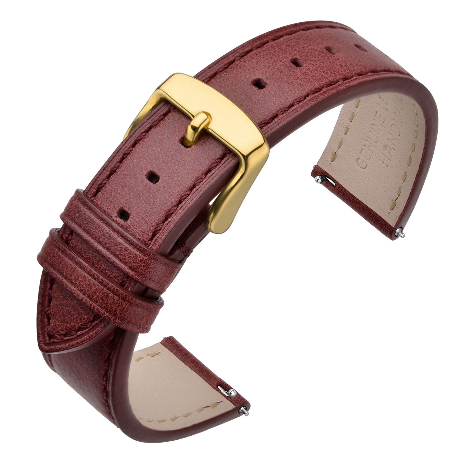 

ANNEFIT Leather Quick-Release Replacement Watch Band 0.67/0.7/0.75/0.79/0.83/0.87 inches (17/18/19/20/21/22 mm), Leather Stainless Steel 18mm