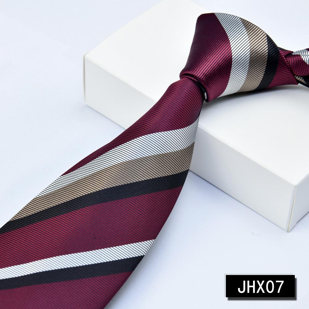 Men's Burgundy Striped Jacquard Formal Business Tie, 8cm Handmade Tie Decoration