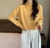 Semi-turtleneck pullover soft waxy inner loose knitted sweater women's autumn and winter solid color long-sleeved versatile short top
