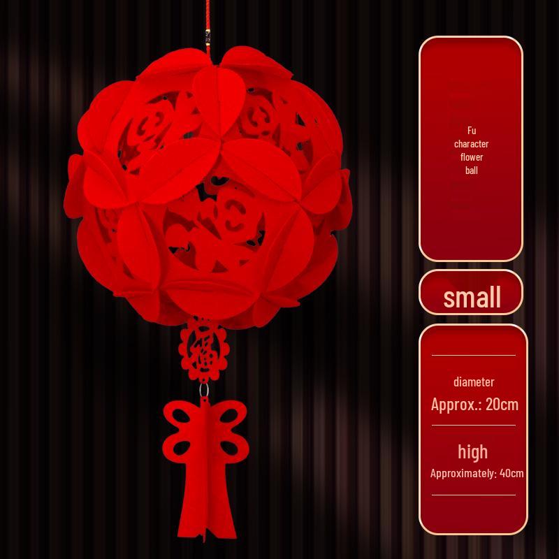Chinese New Year Red Lanterns & Fu Character Ornaments for Spring Festival Decorations