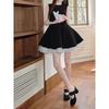 Summer Mesh Black Sleeveless Vest Dress Waist Thin Short Skirt Women's Casual Style New