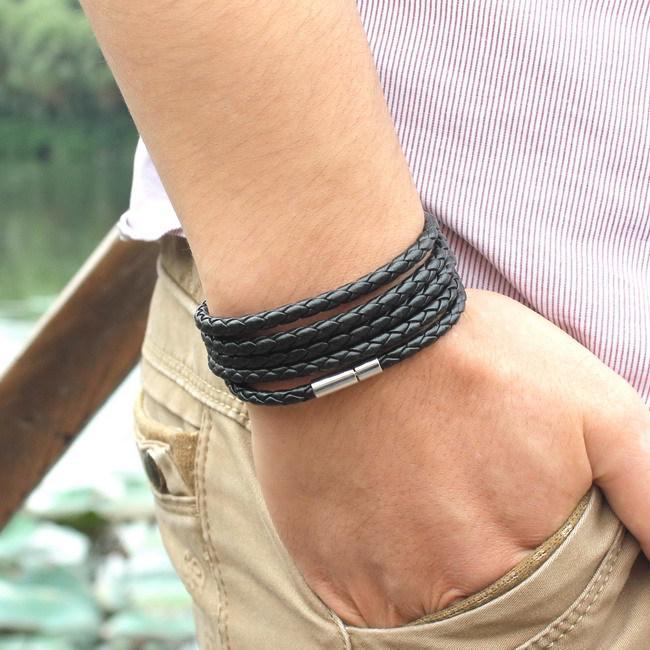 Unisex Handmade Multi-layer Leather Cord Bracelet - Japanese Korean Style Wristband Jewelry