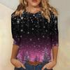 Women's Fashion Casual Christmas Printed Round Neck Long Sleeve Pullover Top
