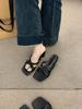 Fashion Slippers Casual Female Shoes Beige Heeled Sandals Slides Butterfly-Knot Square heel Luxury 2025 Black Block Butterfly-knot