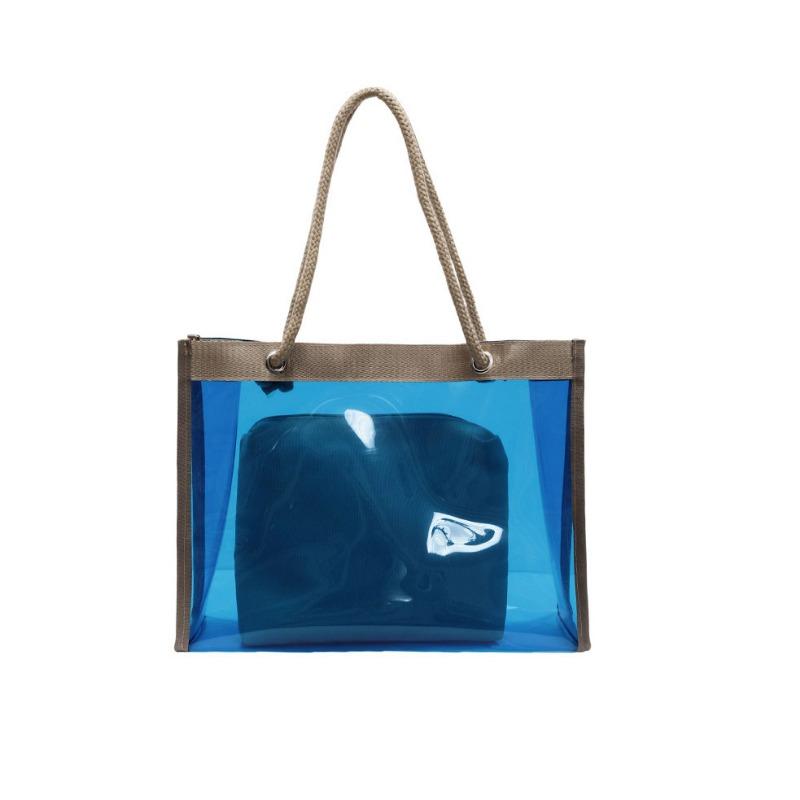 Popular transparent large-capacity bag women's new fashion jelly shoulder bag tote bag