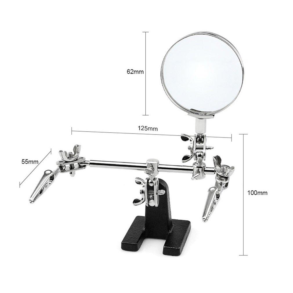 Helping Hands Magnifier Stand with Dual Alligator Clips Adjustable 5X Magnifying Glass Perfect for Soldering Crafting