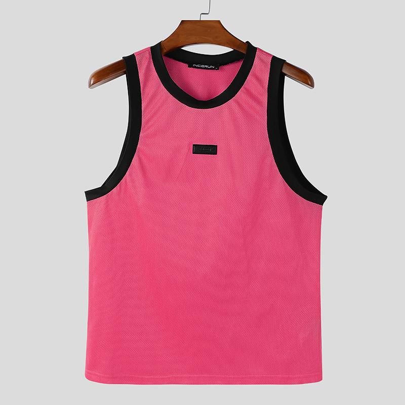 INCERUN Men Round Neck Sleeveless Casual Sport Loose Tank Tops Undershirts