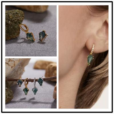 High-Grade Cool Feeling S925 Sterling Silver Natural Aquatic Agate Earrings, Personalized Simple And Fashionable Earrings Do Not Fade
