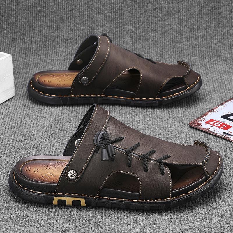 2025 Summer New Handmade Sandals Men's Shoes Outdoor Leisure Beach Wading Stream Dual-purpose Large Size Men's Shoes