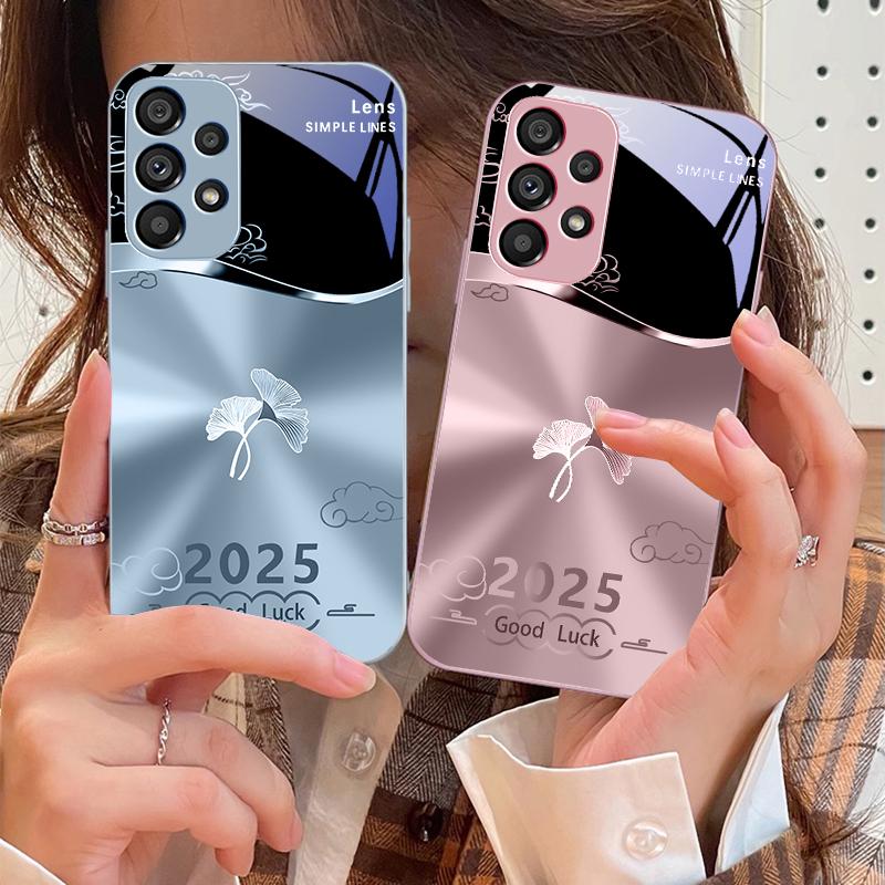 Radiant Ginkgo Leaves For Samsung Galaxy S10 4G S20 11E 30 S21 22 S24 Fe Pro S23 S25 Ultra 5G S9 Tempered Glass Phone Case