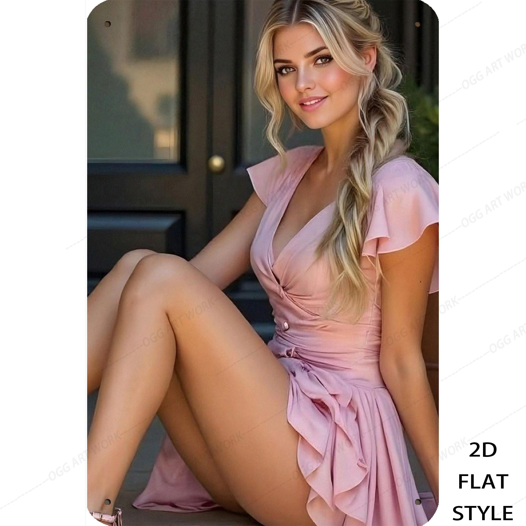 

Vintage Pink Metal Wall Art Sign 8x12 Inch Retro Iron Decor for Home Door Window Christmas Easy Hang 2D Flat Wall Decor 20x30cm