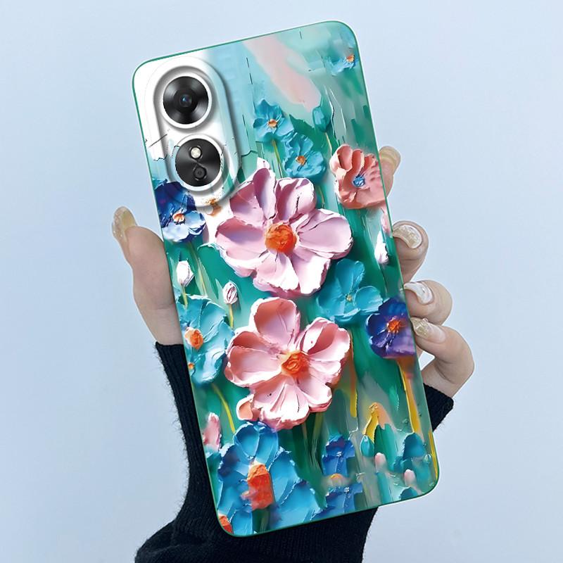 For OPPO A17 A17K 2022 CPH2477 Case Back Cover Cute Panda Sweet Girls Soft Silicone TPU Phone Case Shockproof Protective Casing