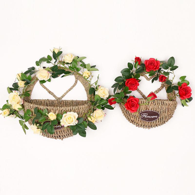 Elegant 69-head White Rose Artificial Vine For Wedding And Home Decoration
