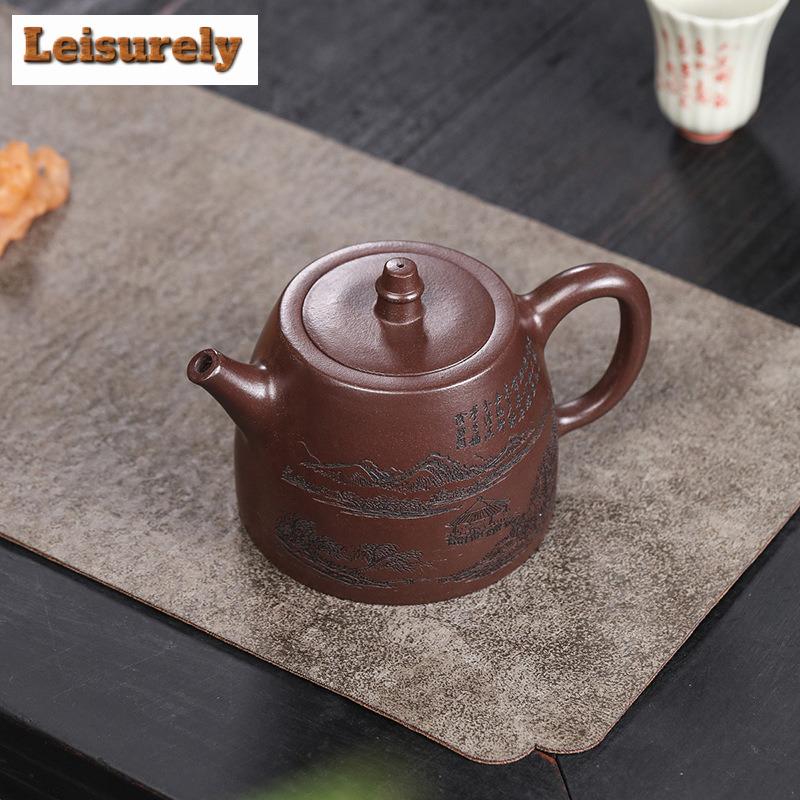 400ml Elegant Yixing Purple Clay Teapots Handmade Handuo Pot Raw Ore Purple Mud Kettle With Strainer Zisha Teaset Cafes Supplies