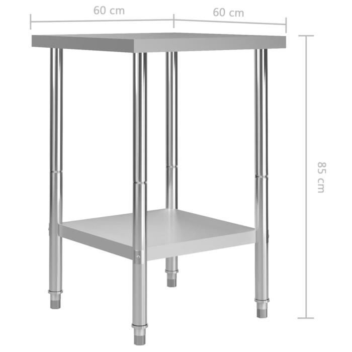 VidaXL Table de travail de cuisine 60x60x85 cm Acier inoxydable