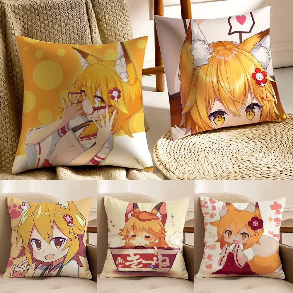 The Helpful Fox Senko San Cartoon Pillow Case Anti-Dustmite Pillowcase Invisible Zipper Silky Sofa Cushion Cover