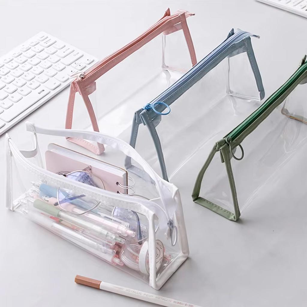 Transparent Pencil Case Large Capacity Simple Pen Bag Cosmetic Bag School Study Stationery Office Supplies
