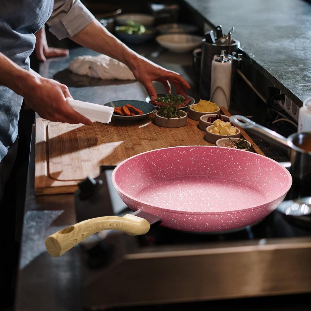 Maifan Stone Pink Non Stick Pot Household Multifunctional Frying Pan And Soup Pot Gift Kitchen Accessories Cast Iron Cookware
