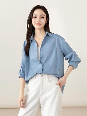 Yi Fei Women's Button-Up Waist-Cinching Shirt - Versatile, Multi-Color, and Loose Fit